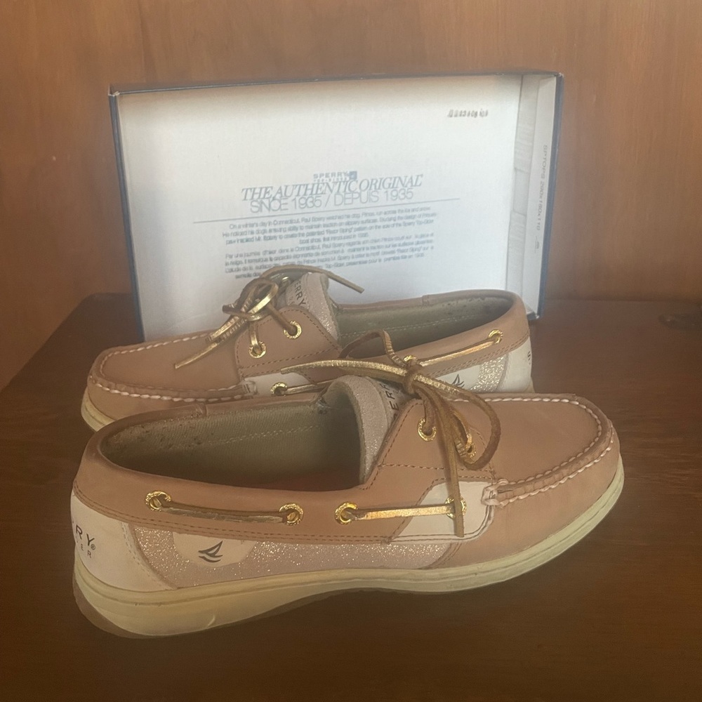 Sperry Bluefish Linen Gold Suede Boat Shoe